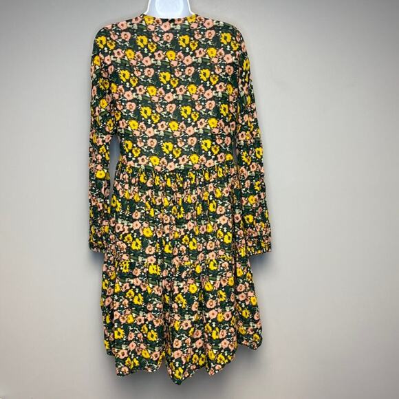 Boden Boho Floral Lightweight Babydoll Puff Sleeve Tiered Midi Dress Sz 6R - Picture 3 of 6